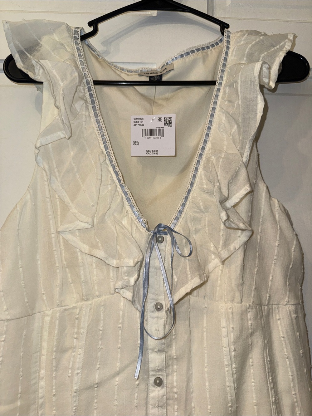Women’s Cream Ruffle Button-Front Dress - Picture 2 of 3
